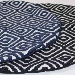 Jacquard Round Floor Cushion, 100% Cotton Pillow Cover - thumbnail 2