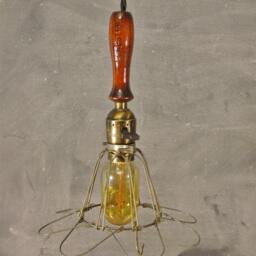 Vintage Antique Industrial Style Trouble Light - Machine Age Minimalist Pendant Cage Lamp - thumbnail 3