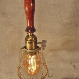 Vintage Antique Industrial Style Trouble Light - Machine Age Minimalist Pendant Cage Lamp - thumbnail 2