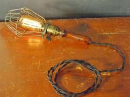 Vintage Antique Industrial Style Trouble Light - Machine Age Minimalist Pendant Cage Lamp
