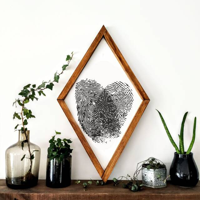 Love Imprint Wood Wall Art, Reclaimed Frame, Anniversary Gift - image 1