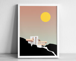 Fallingwater Modern Architecture Art Print - Graphic Illustration Abstract Poster Minimalist Frank Lloyd Wright - thumbnail 1