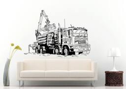 Truck Eighteen Wheeler Dogger Big Tires Farmer Vehicle Work Boys Room Kids Children Toddler Wall Decal Vinyl Sticker Mural Decor L1107 - thumbnail 1