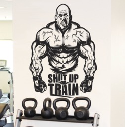 Gym Motivational Wall Decal Shut Up & Train, Fitness Decor Se157 - thumbnail 1