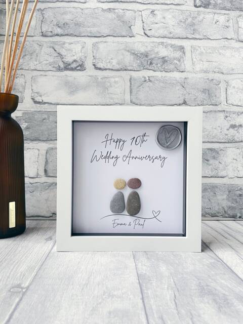 10 Year Anniversary Gift, 10Th Wedding Anniversary, Personalised Tin Gift, Pebble Picture, Wax Seal, Art - image 1