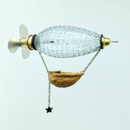 steampunk Airship Christmas Ornament - Zeppelin Sculpture