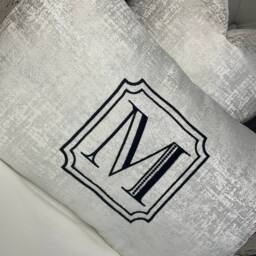 Unique/Luxury Personalised Designer Cushion, Feather Cushion - Pillow , Embroidered Initial Embroidery Letter Gift - thumbnail 3