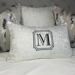 Unique/Luxury Personalised Designer Cushion, Feather Cushion - Pillow , Embroidered Initial Embroidery Letter Gift - thumbnail 1