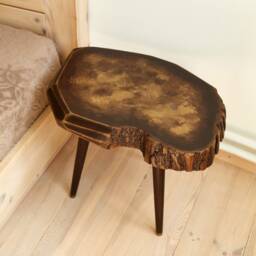 The Wood Coffee Table , Live Edge Coffee Table, Rustic Mid-Century Unique Linden Slab, Round - thumbnail 2