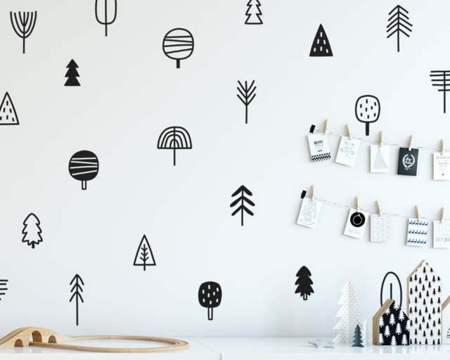 Tree Wall Decals - Woodland Nursery Decals, Pine Forest Kids Stickers, Cute Stickers - image 1