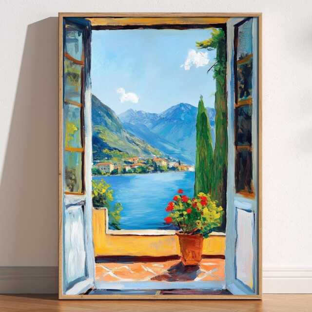 Open Window Henri Matisse Print, Style Fauvism Painting, Modern Exhibition, Mediterranean, Italian Lake Village Scene, Flowers - image 1