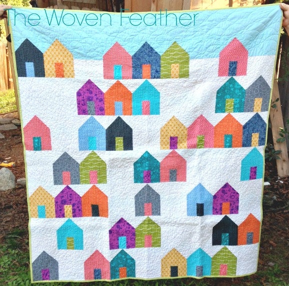 Quilt, Handmade Quilt - Suburbs By Cluck Sew Modern Large Throw Size