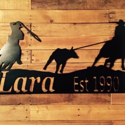 Horse Metal Wall Art - Team Roper Roping Rodeo Gifts Decor Personalized Team Roping Sign - thumbnail 3