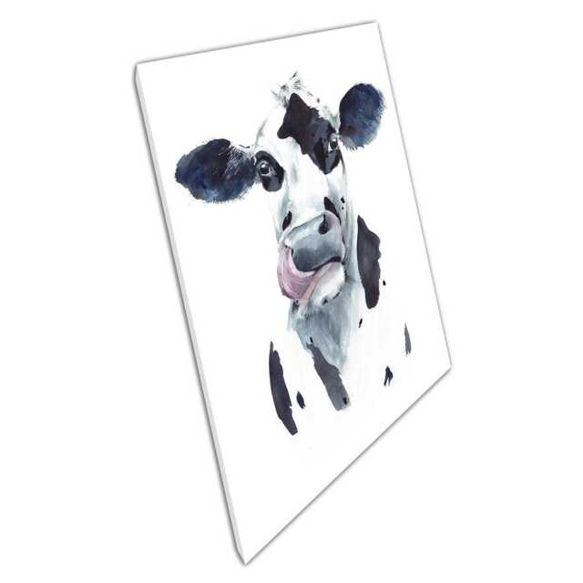 Black White Cow Watercolor Canvas Wall Art For Home Office Decor - image 1