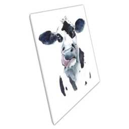 Black White Cow Watercolor Canvas Wall Art For Home Office Decor - thumbnail 1