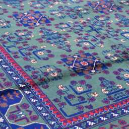 Green Bokhara Handmade Wool Rug - 6.9x5 Ft For Bedroom - thumbnail 4