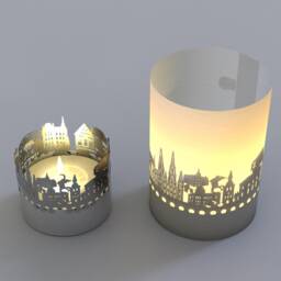 Oldenburg Skyline Gift Tube Shadow Play - Beautiful Souvenir Candle With City Silhouette Projection Perfect For Fans