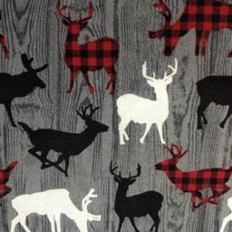 Buffalo Check Deer Crib Sheet Red Black Cotton, Cabin Nursery - thumbnail 2