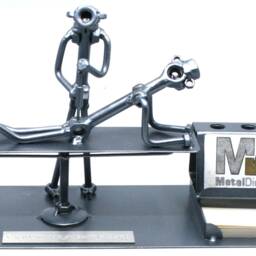 4In1 Physiotherapist Gift Nuts & Bolts Sculpture, Business Card Holder Scrap Metal Art, Massage Therapist Gift, Recycled Art Graduation - thumbnail 4