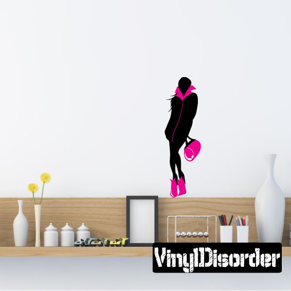 Fashion Girl Wall Decal - Fabric Vinyl Removable & Reusable Fahiongirluscolor046Et