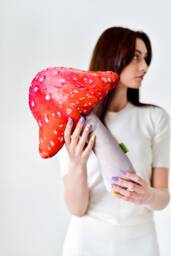 Velvet Christmas Mushroom Pillow - Holiday Woodland Plush Cushion Cozy Festive Winter Home Decor & Unique Seasonal Gift