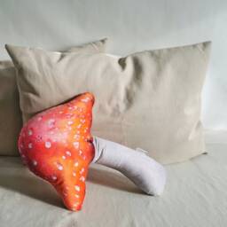 Velvet Christmas Mushroom Pillow - Holiday Woodland Plush Cushion Cozy Festive Winter Home Decor & Unique Seasonal Gift - thumbnail 2