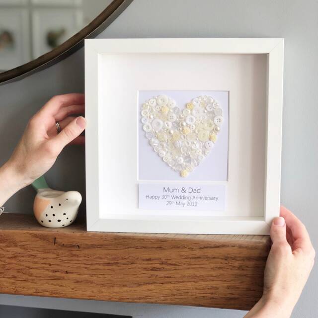 Personalised 30Th Anniversary Gift For Parents, Pearl Wedding Anniversary, Gift, Frame, Heart - image 1