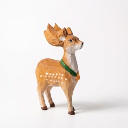 Whimsical Wooden Deer Figurine - Hand Carved Fawn Sculpture Woodland Nursery Decor Rustic Shelf Art Unique Gift For Animal Lovers - thumbnail 3