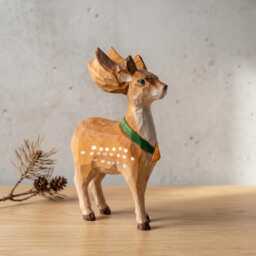 Whimsical Wooden Deer Figurine - Hand Carved Fawn Sculpture Woodland Nursery Decor Rustic Shelf Art Unique Gift For Animal Lovers - thumbnail 4