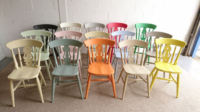 Fiddle Back Farmhouse Kitchen Dining Chair Painted in Farrow & Ball Colours - image 1
