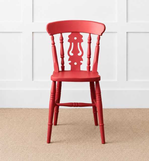 Fiddle Back Farmhouse Dining Chair, Solid Beech Wood Kitchen Hand Painted in Any Farrow & Ball Colour - image 1