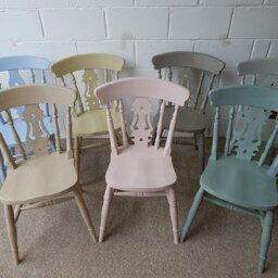 Fiddle Back Farmhouse Kitchen Dining Chair Painted in Farrow & Ball Colours - thumbnail 3