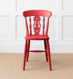 Fiddle Back Farmhouse Dining Chair, Solid Beech Wood Kitchen Hand Painted in Any Farrow & Ball Colour - thumbnail 1