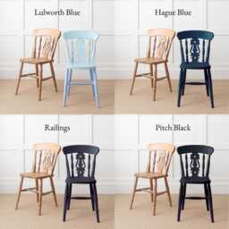 Fiddle Back Farmhouse Dining Chair, Solid Beech Wood Kitchen Hand Painted in Any Farrow & Ball Colour - thumbnail 4
