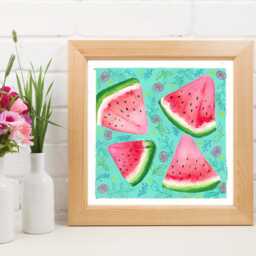 Watermelon Acrylic Painting Quirky Kitchen Wall Art, Summer Theme - 8x8