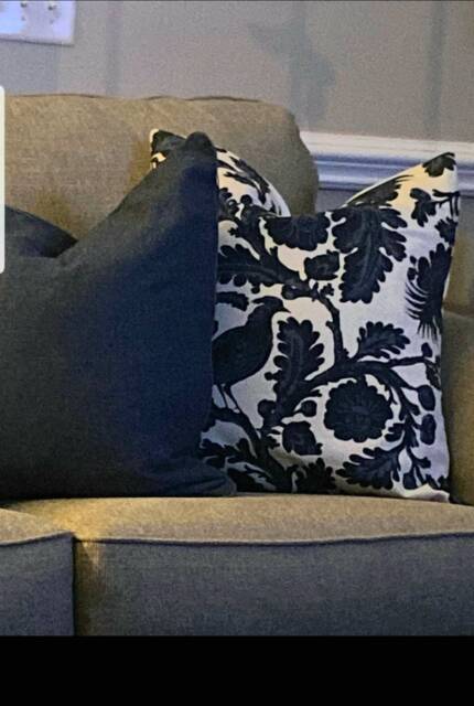 3 Color Options. Bird & Floral Print Pillow Cover Cotton Toss Pillow. Slipcovers. Pillowcase - image 1