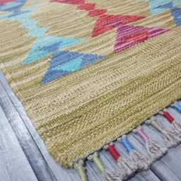 Minimalist Scandinavian Runner, Handmade Artisan Afghan Turkish Persian Swedish Style Flatweave Natural Wool Kilim Runner Rug 203x62 cm - thumbnail 2