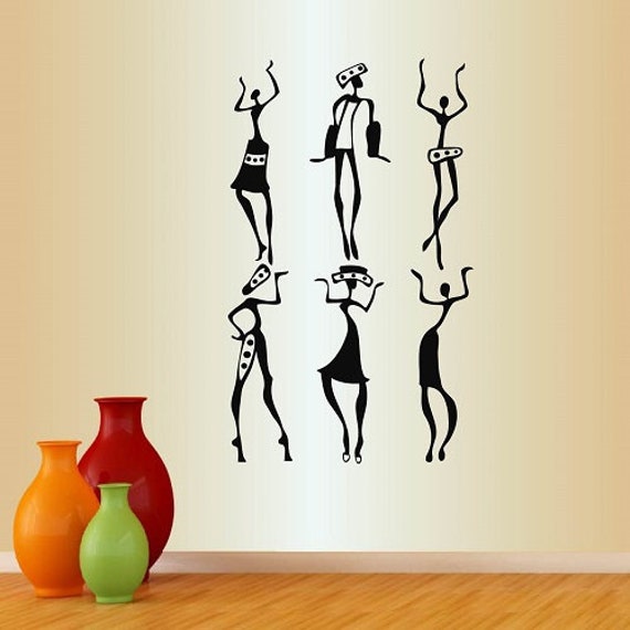 In-Style Decals Wall Vinyl Decal Home Decor Art Sticker Dancing African Women People Tribal Style Removable Mural Design 186 - image 1