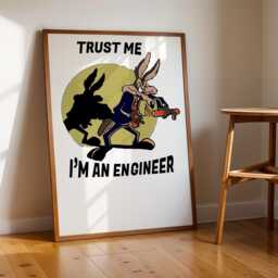 Trust Me I'm An Engineer Coyote Cart Poster - Available Framed Or Unframed in Multiple Sizes - thumbnail 3