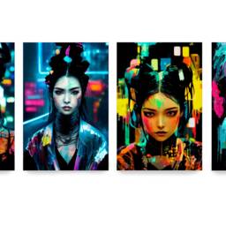 Cyber Girls Ds0015 - Limited Edition 10 Print Set Of 4 Sheets Synthography Printed On Glossy Premium Fine Art Photo Paper 20x30 cm - thumbnail 2