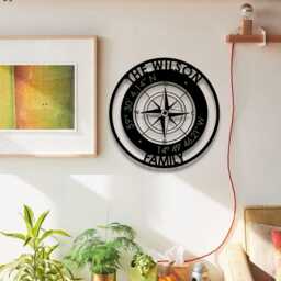 Personalized Compass Metal Sign Family Name Custom Coordinates Nautical Decor Patina Wall Art - thumbnail 2