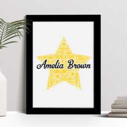 Personalised Star Word Art Print, Teacher Pupil Award Gift, Custom Wall Framed Picture, Present For Kids, Children Nl - thumbnail 2