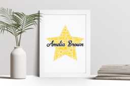 Personalised Star Word Art Print, Teacher Pupil Award Gift, Custom Wall Framed Picture, Present For Kids, Children Nl - thumbnail 1