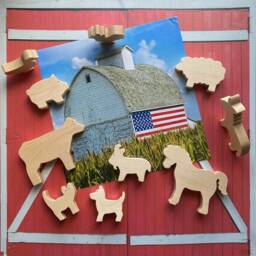 Maple Wood Farm Animal Toys Montessori Stacking Blocks, 10 Piece Set - thumbnail 3