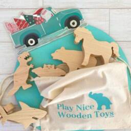 Maple Wood Farm Animal Toys Montessori Stacking Blocks, 10 Piece Set - thumbnail 4