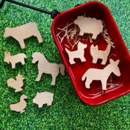 Maple Wood Farm Animal Toys Montessori Stacking Blocks, 10 Piece Set - thumbnail 2