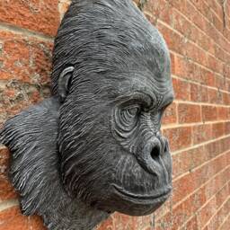 stone Garden Large Detailed Gorilla Ape Head Wall Hanging Plaque Ornament - thumbnail 4
