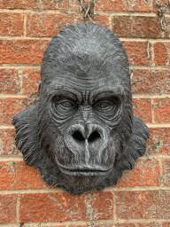 stone Garden Large Detailed Gorilla Ape Head Wall Hanging Plaque Ornament