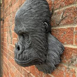 stone Garden Large Detailed Gorilla Ape Head Wall Hanging Plaque Ornament - thumbnail 2