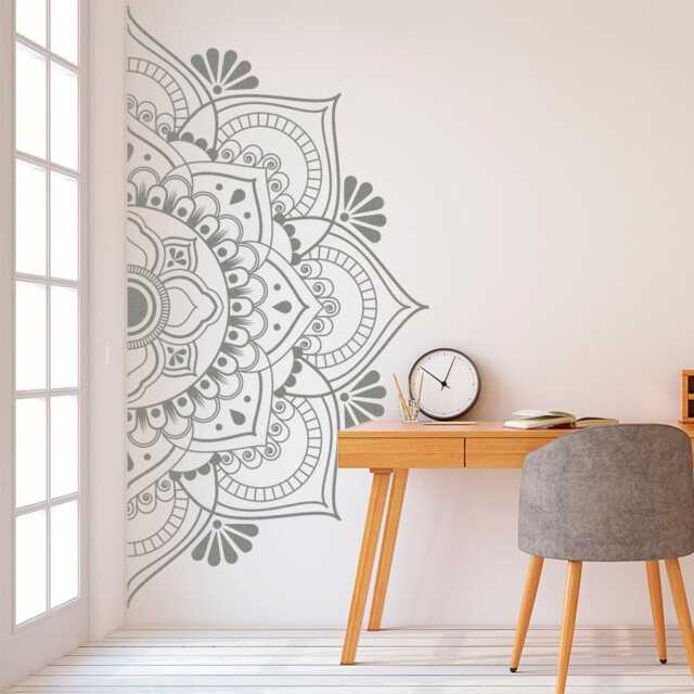Mandala Half Wall Decal - Boho Tattoo For Meditation Yoga Sticker Zen Art Indian Decor Design 009 - image 1